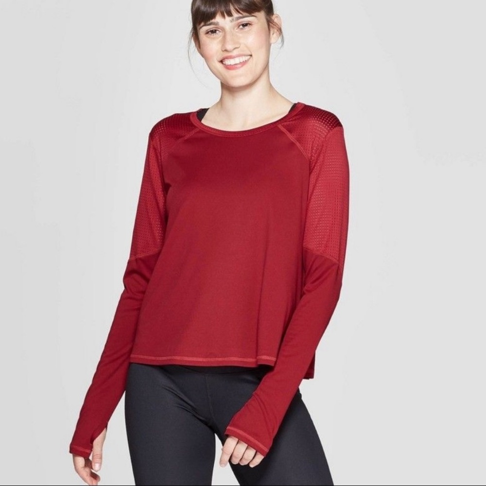 NWOT S Womens C9 Champion LS Mesh Open Back Shirt